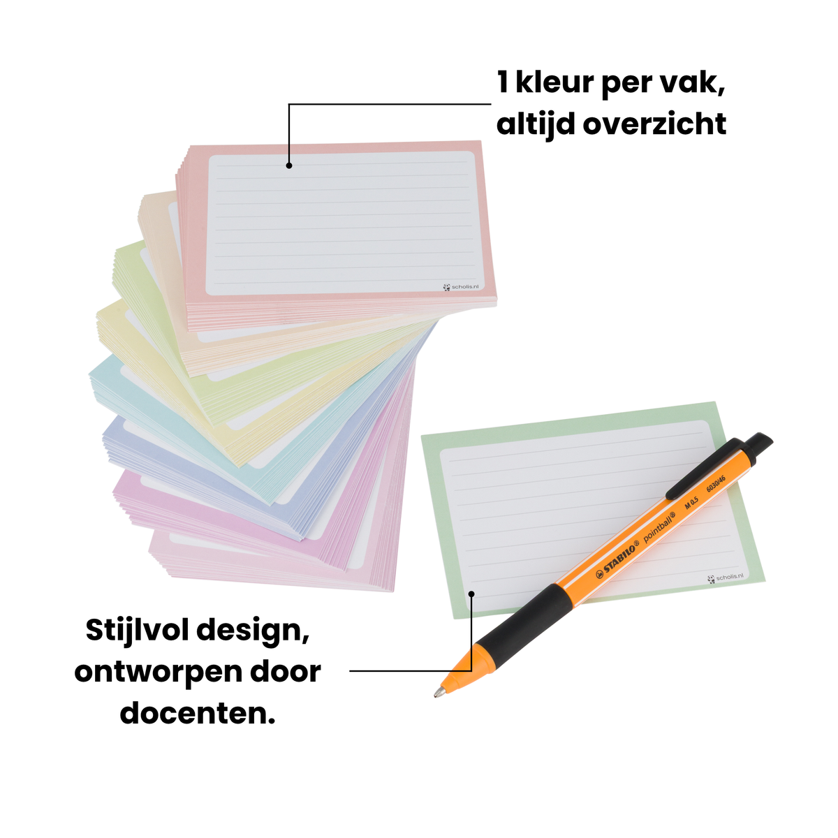 Scholis flashcards A7 pastel – pakketten van 100 tot 5000 stuks