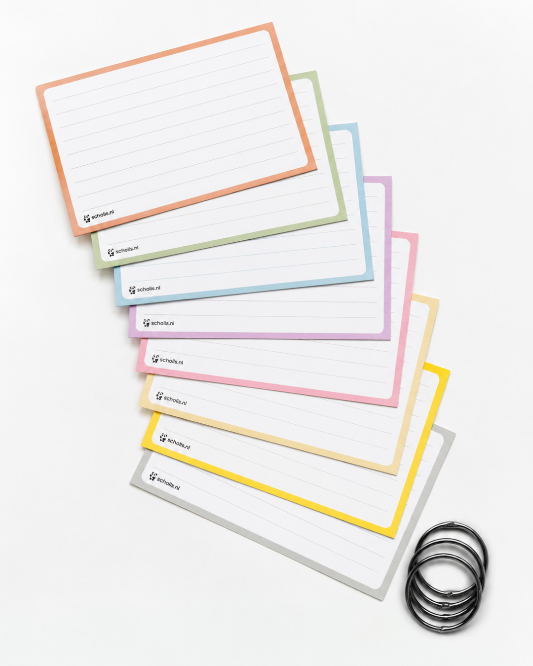 Scholis Flashcards A7 Pastel 500 stuks — detail pastelkleuren