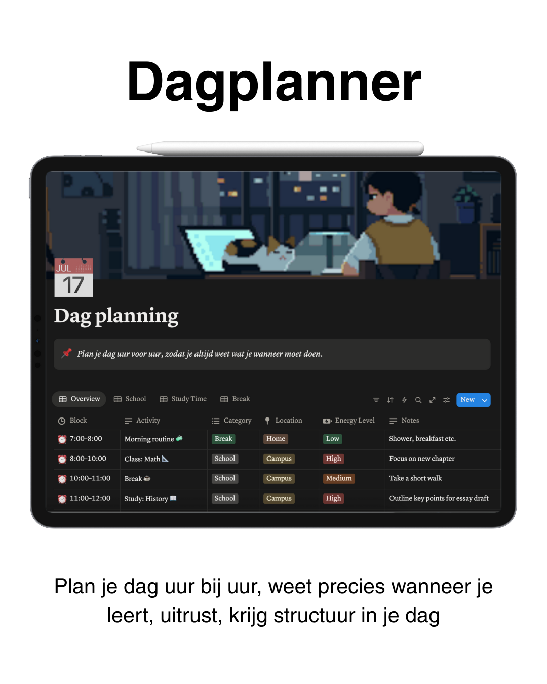 Ultieme Studentenplanner Notion-template: vakken, deadlines en toetsen plannen (afbeelding 2)