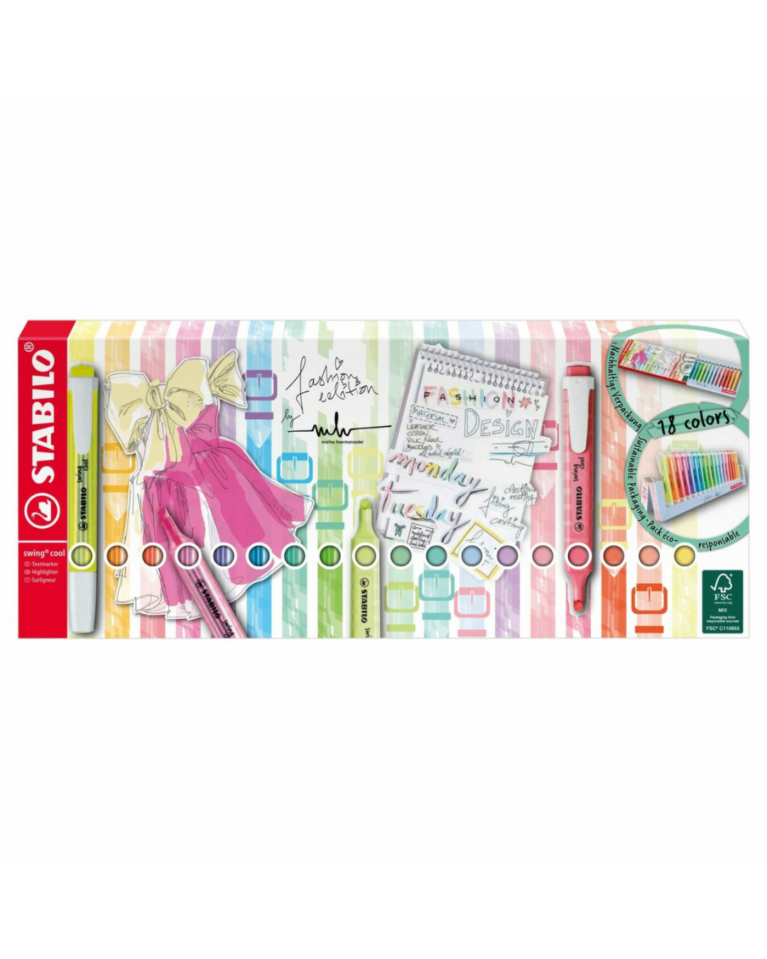 STABILO Swing Cool Deskset – 18 markeerstiften in bureaustandaard
